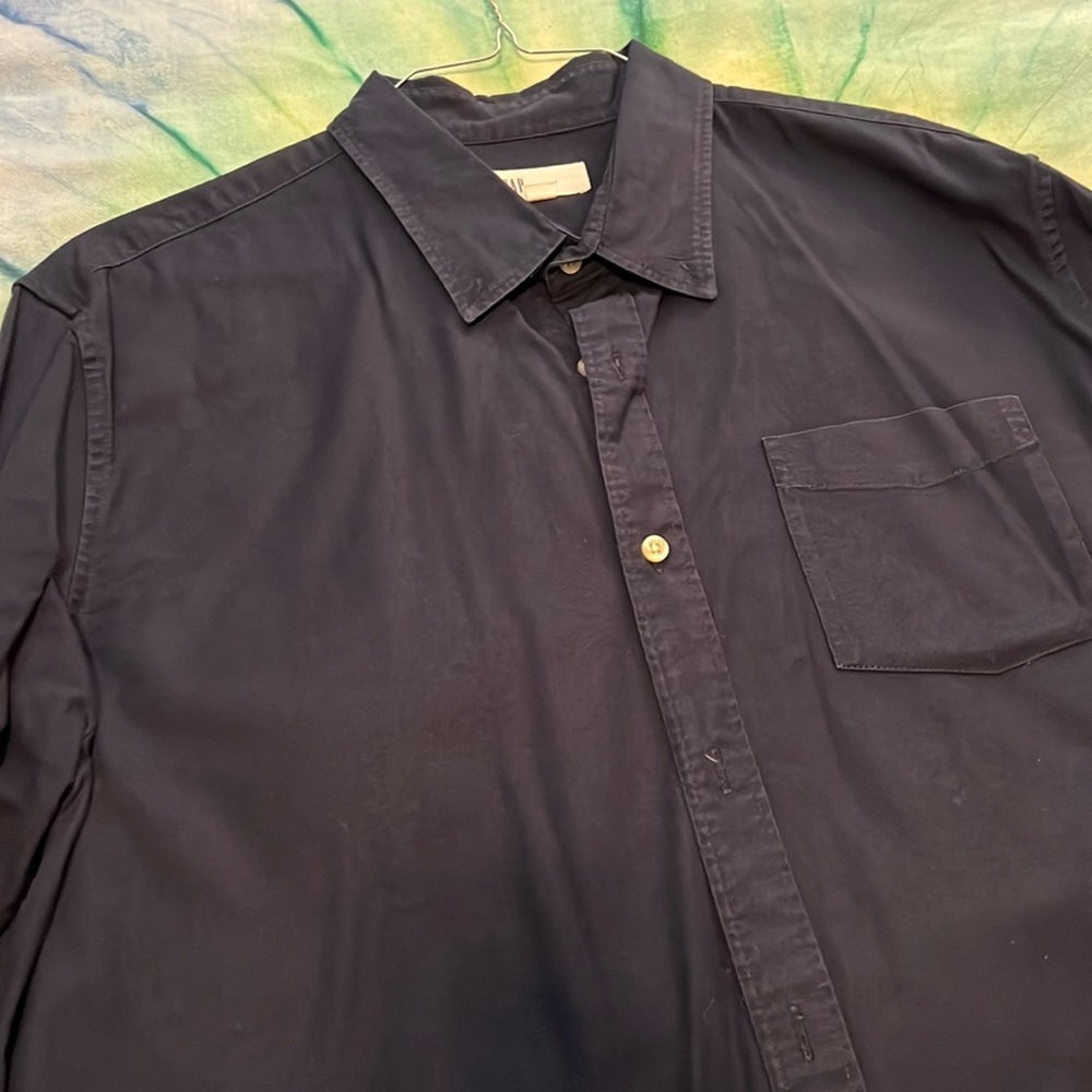 XL Gap Untucked Fit Stretch Navy button down